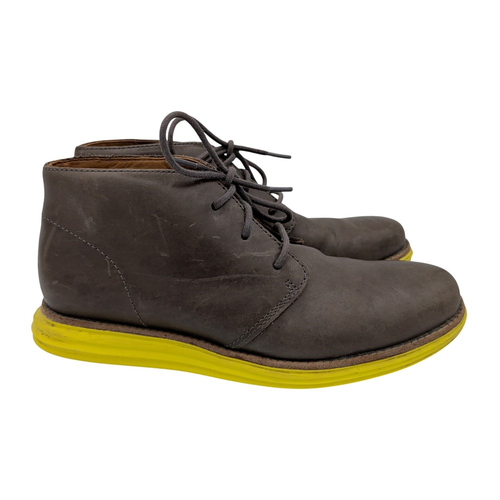 Cole Haan Lunargrand Chukka Boots Mens 7M Brown Leather Volt Yellow C20319